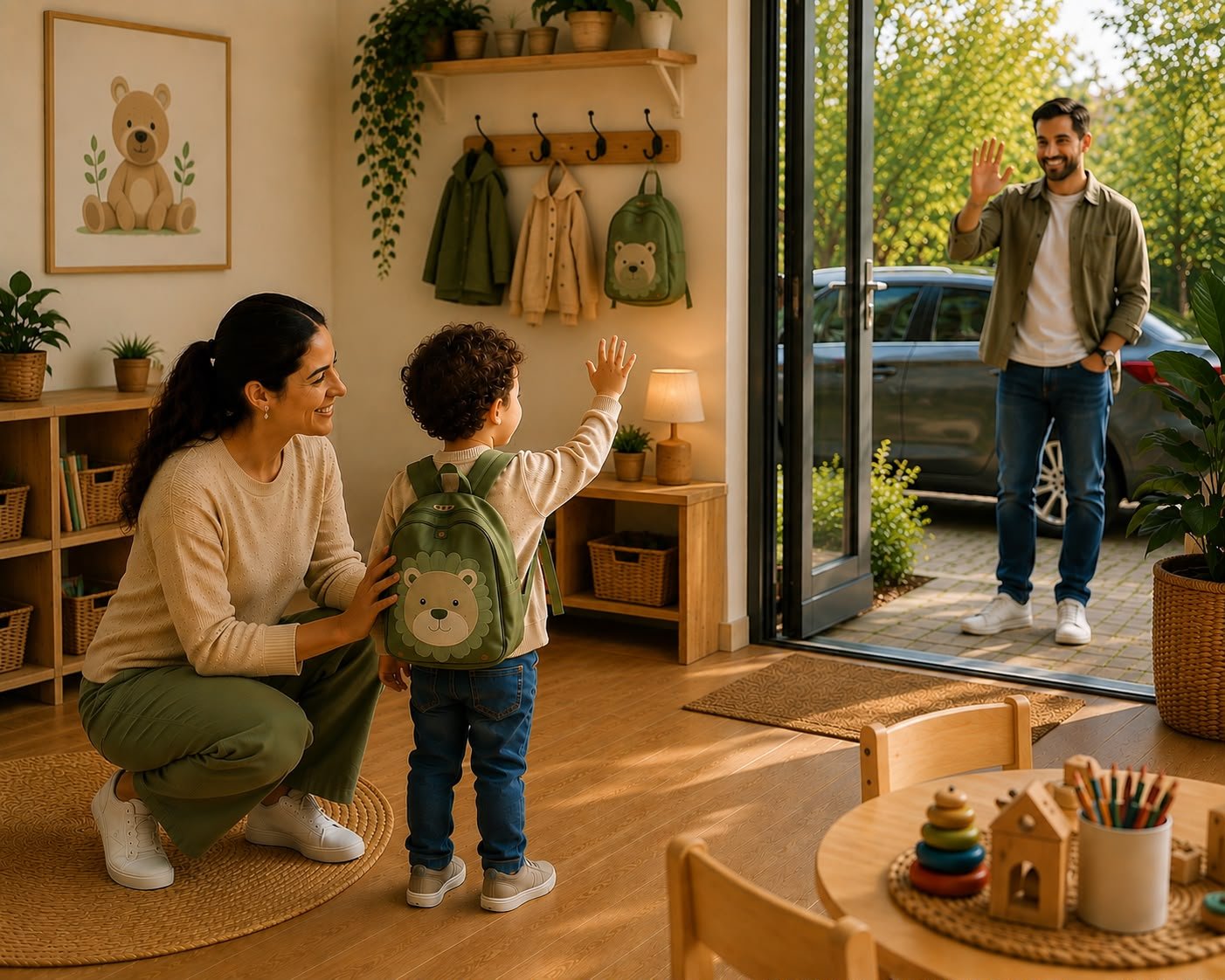 Drop-off moment: parent and child at Samen Groeien